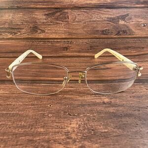 MILAN Women's Gold Frame Eyeglasses Pearl Temple 53-17-135 FRAMES ONLY
